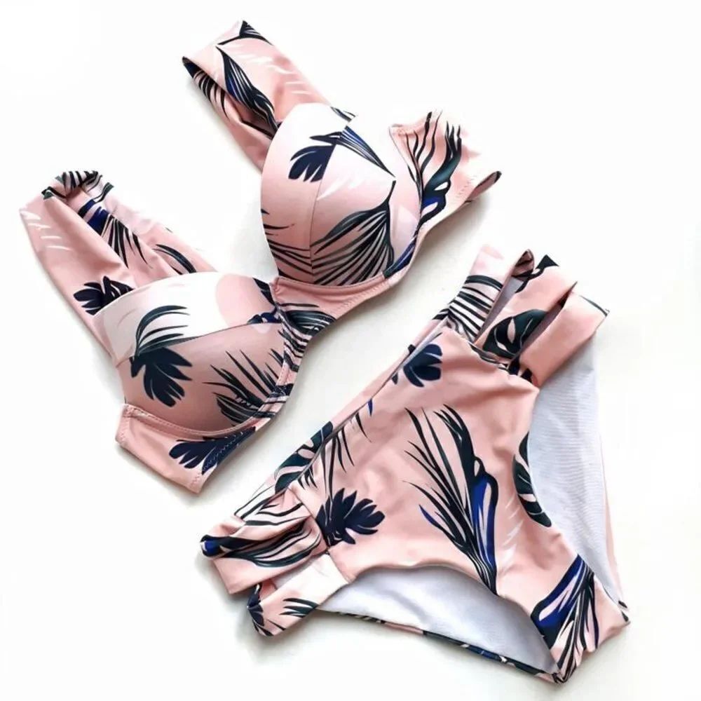 ✨2xHP✨Palm Leaf Floral Off Shoulder PushUp Bikini✨ - Picture 8 of 8